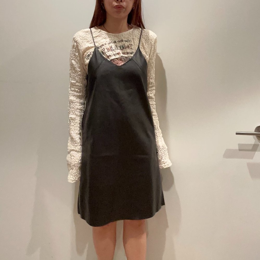 faux leather midi dress